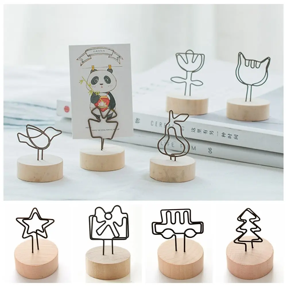 

1 PC Party Decor Home Decoration Memo Card Round Wooden Holder Photo Frame Picture Clip Message Left Supporter