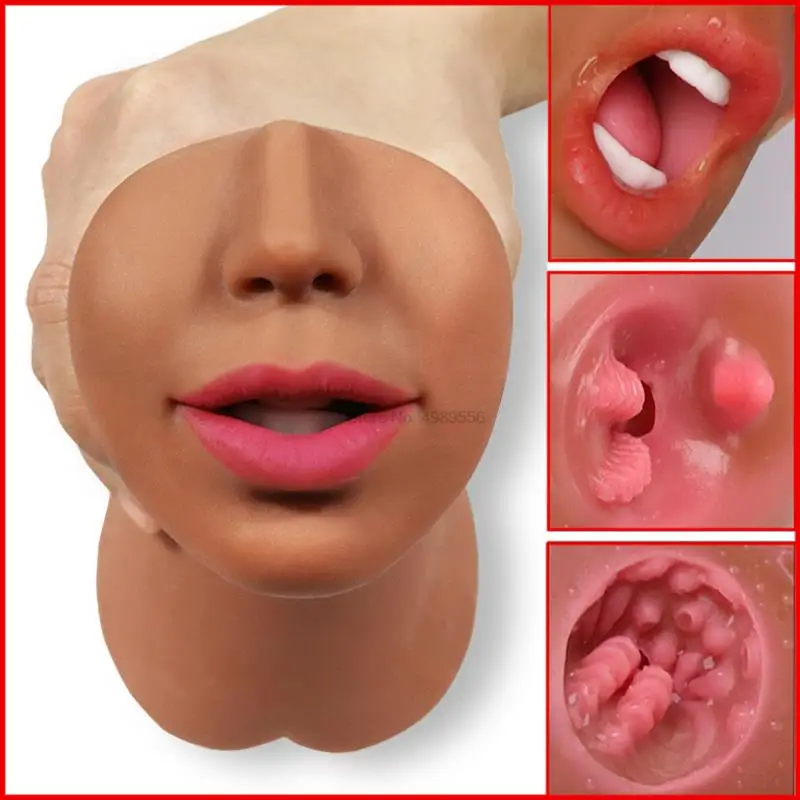 Male Masturbator 3 IN 1 Silicone Vagina Oral Sex Toy