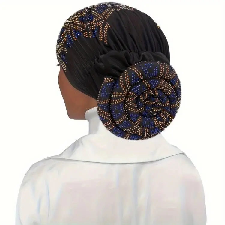 Elastic Big FLower Ramanda Turban Hat Head Wrap Under scarf Head Scarf Hijab Cap Chemo hat Inner Cap Windproof Full Neck Bonnet cotton head wrap muslim underscarf