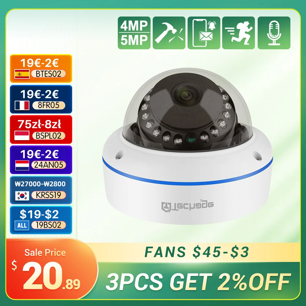 Techage Super HD 4MP 5MP PoE IP Camera Dome Indoor Eplosion-proof CCTV Camera Audio Recording P2P Video Surveillance
