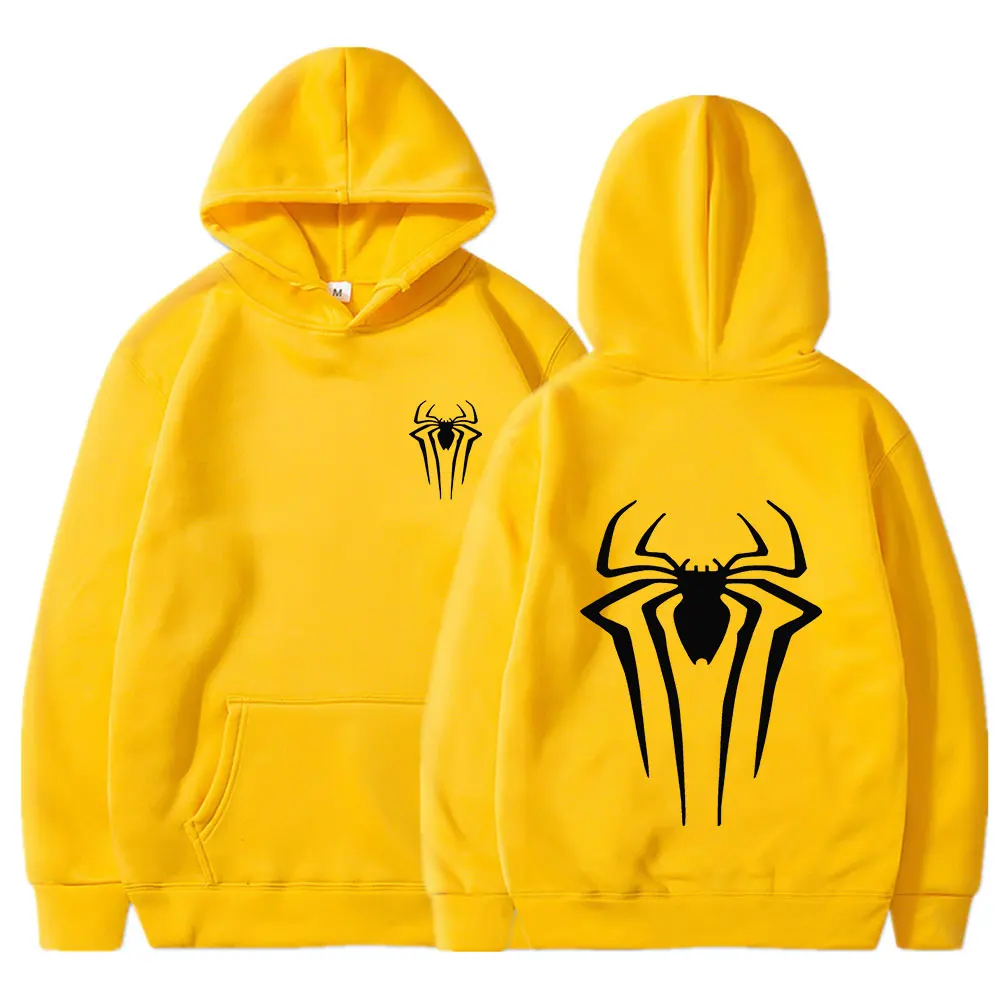 Mens Y2K Spider Print Hoodies Streetwear Loose Hip Hop Quirky Punk Hooded Sweatshirt Fashion Couple Men Women Sports Sweater