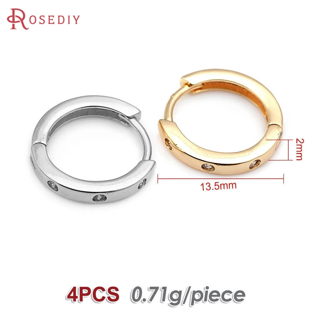 Elegant Zircon-Embellished 18K Gold Color Brass Loop Earring Hooks