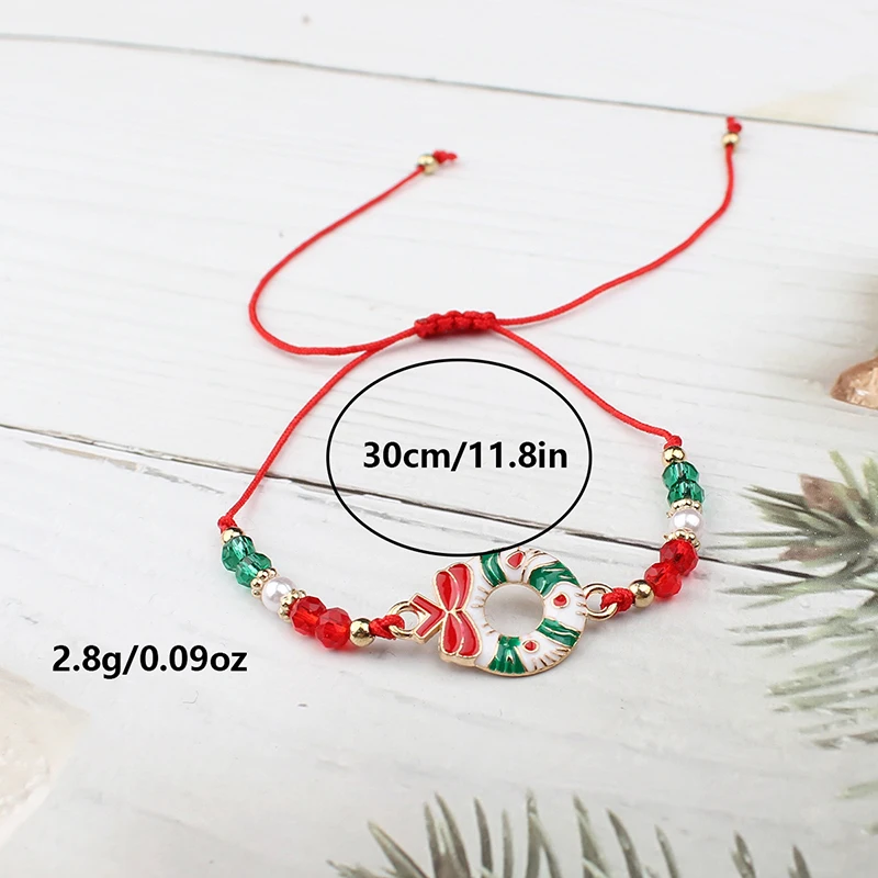 1/12PCS Party Jewelry Gifts For Girls Kids Adult Festival Xmas Christmas Bracelets Imitation Pearl Santa Claus Tree Pendant