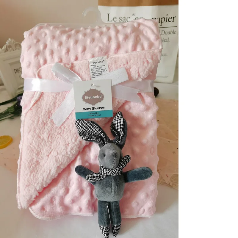 Baby Blanket Warm Double Layer Swaddle Wrap Newborn Thermal Bedding Set Baby Soft Fleece Bath Towel For Infant Stroller Blanket