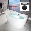 59" Freestanding Bathtub with Bathtub Spa Pillow，Contemporary Soaking Tub with Matte Black Overflow and Drain，luxury Bathtub 1