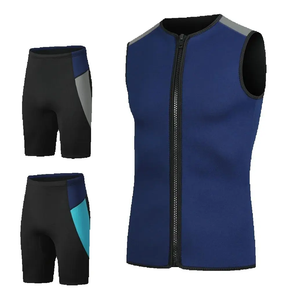 3mm Neoprene Skin Diving Vest & Shorts Sleeveless Wetsuit for Men Sailing Surfing Drifting Snorkeling