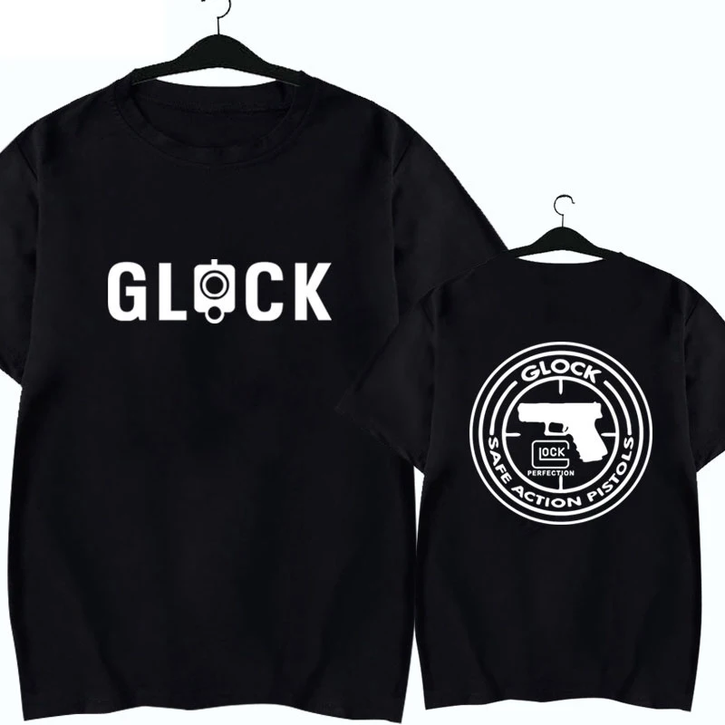 Men's Graphic Glock T-Shirt Cotton Sweat Wicking Breathable High Quality Casual Tee for Tactical Shotgun Fans Streetwear