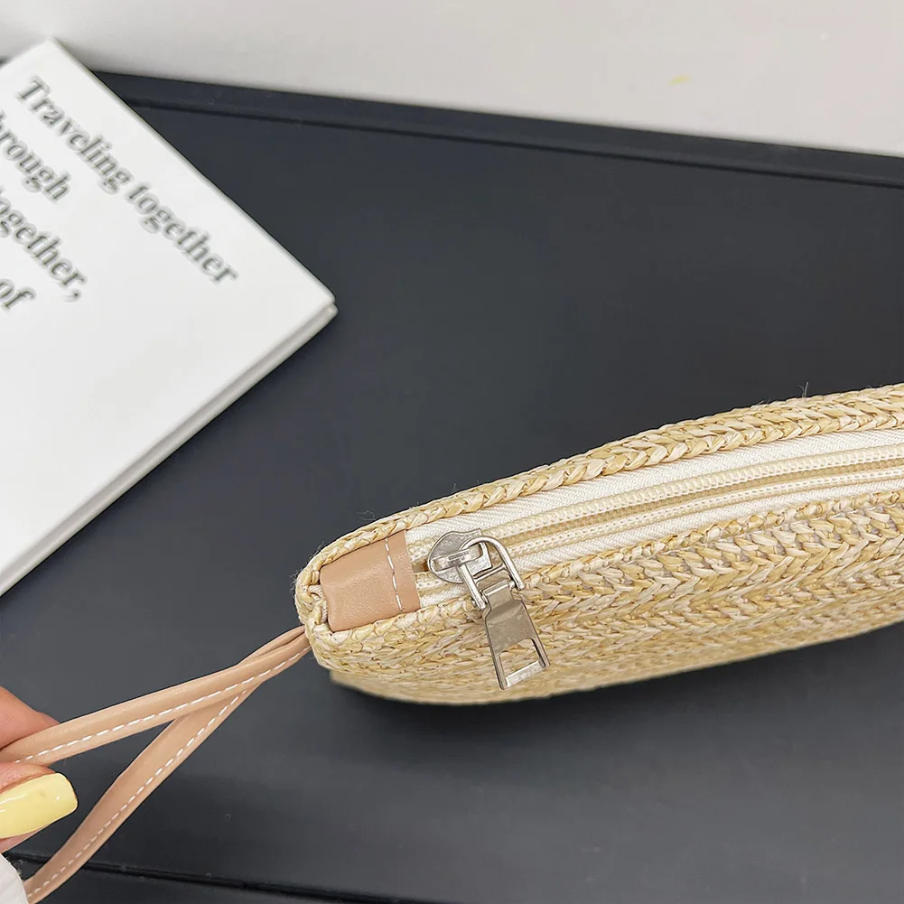 Fashion Women Bohemian Woven Clutch Wristlet Bag Summer Beach Handbags Purse