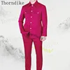Thorndike  Long Sleeve Blazer Pants Elegant Business Men Formal Prom Collar Africa Style Men Suits New Arrival Sliver Button 5