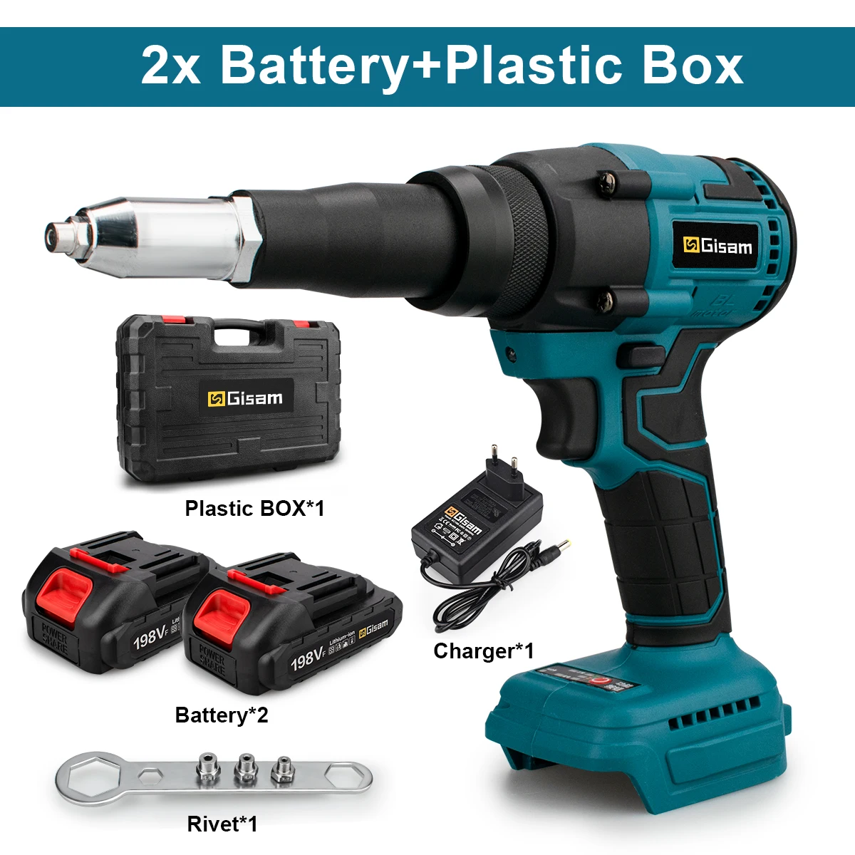 Pince à Riveter électrique Sans Fil – Kit Avec 2 Batteries – Brushless, Automatique