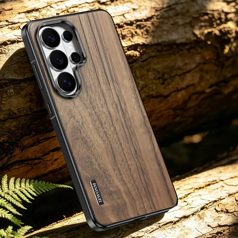 Magnetic Solid Walnut Wood Back Cover with Aluminum Alloy Frame