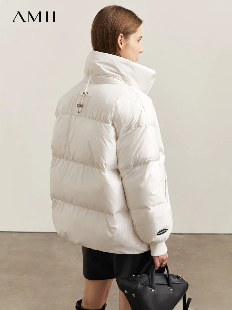 AMII Minimalist Down Jacket For Women Bread Coat Solid Short Female Quality Fashion Loose Winter Outerwear 12344023 women down jacket