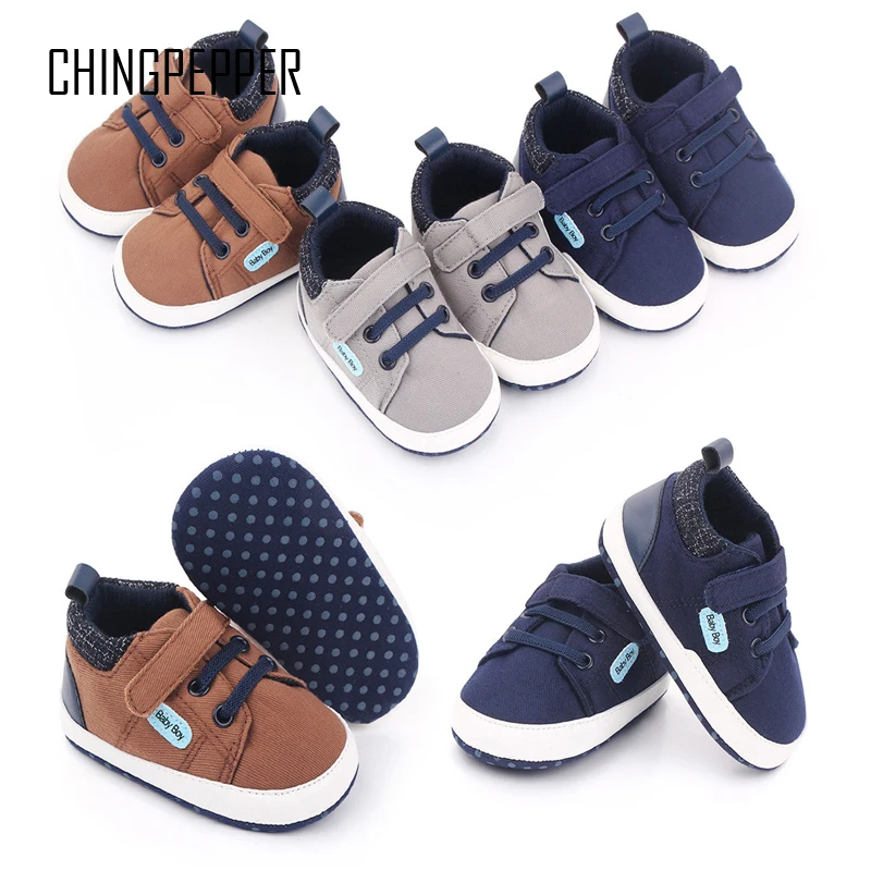 Brand Infant Crib Shoes for Baby Items Boy First Steps Trainers Newborn Stuff Toddler Soft Sole Canvas Sneakers Christening Gift fashion brand infant crib shoes for girl canvas sneakers newborn footwear toddler boy tenis soft sole trainers 1 year baby items