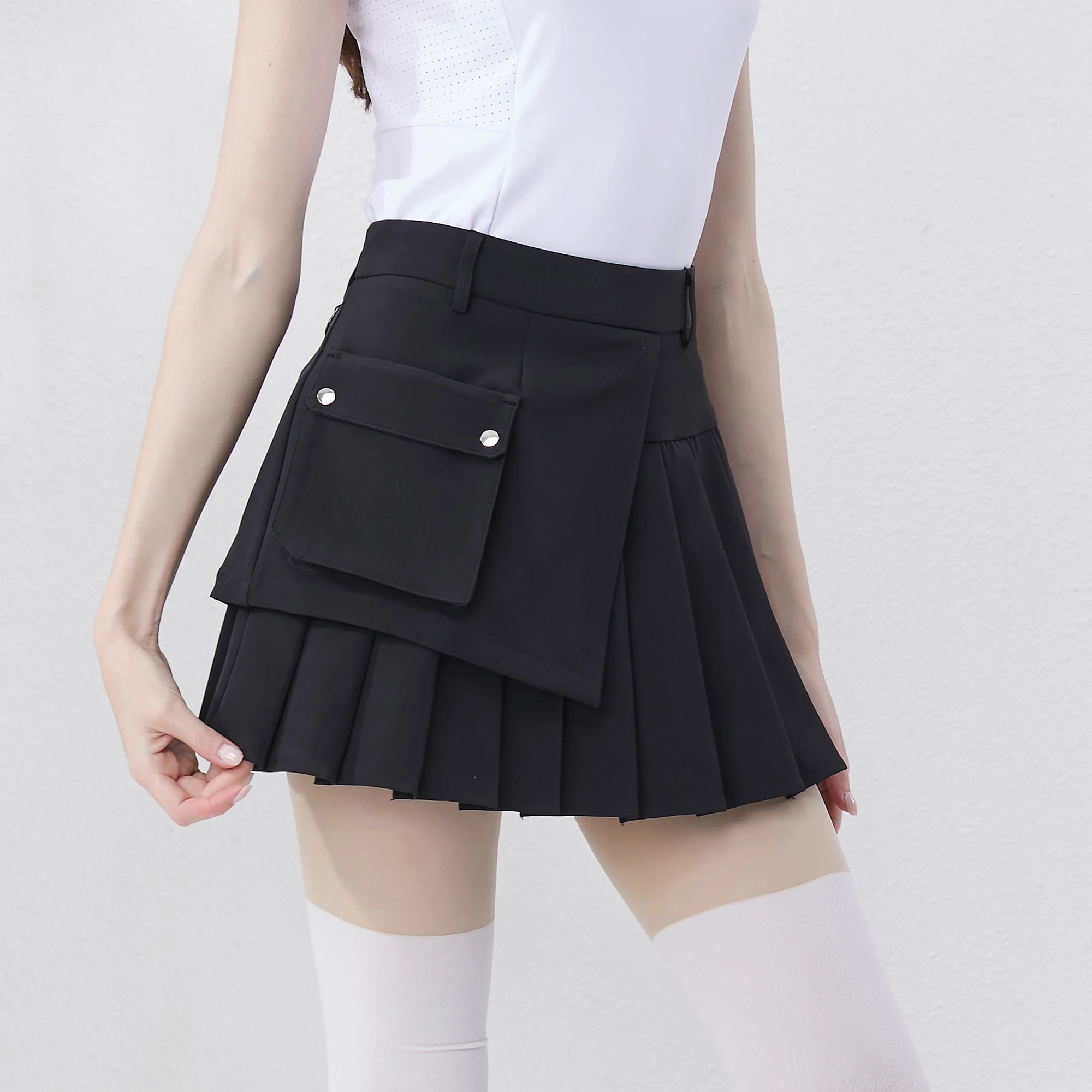 Golfist Golf Short Pleated Skirt High Waist Asymmetrical Casual Gym Tennis Loose Mini Skirt With Shorts Golf Clothes