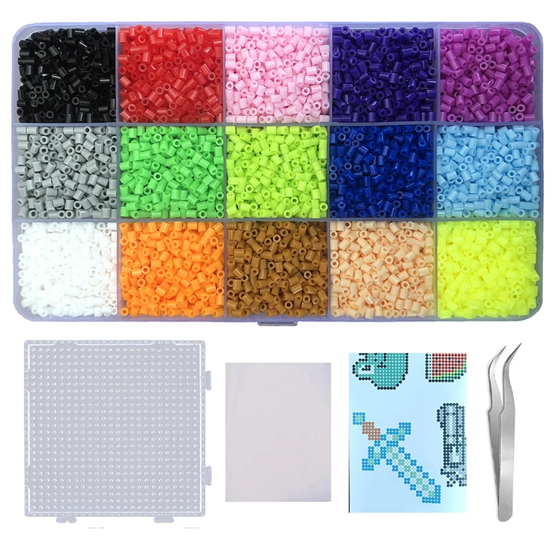Melting Beads Pixel Art Puzzle 15 Colors 5mm /2.6mm Set Hama Beads Diy 3D Puzzles Handmade Gift Fuse Kit Iron Toy