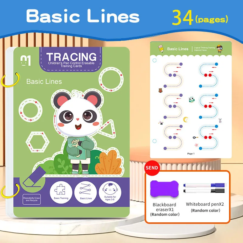 34-Page Children's Reusable Workbook 3