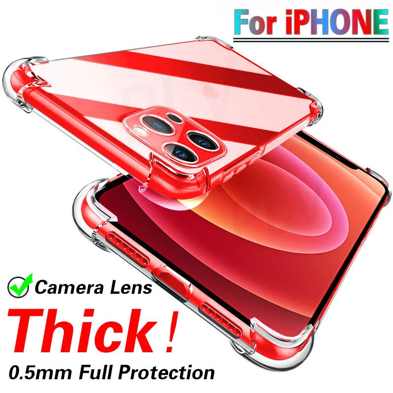 Thick Shockproof Silicone Phone Case For iPhone 13 12 11 Pro Xs Max X Xr Lens Protection Case on iPhone 7 8 Plus Case Back Cover iphone 13 magnetic case