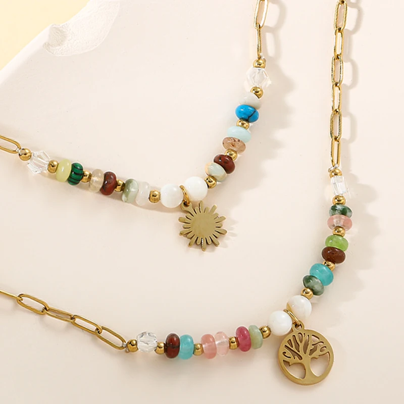 

Vintage Ethnic Style Charm Bracelets for Women Personality Natural Stone Chain Pendant Bangle Trendy Stainless Steel Jewelry 1Pc