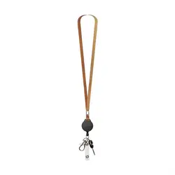 Premium Retractable Badge Holder with Neck Strap and Keychain Lanyard (Brown)