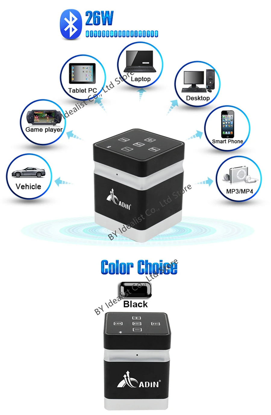 Adin 26w Vibro Alto-falante Portátil Bluetooth Centro de Música Áudio Vibração Alto-falante Anti-vizinho Soundbar Subwoofer Colunas - Image 3