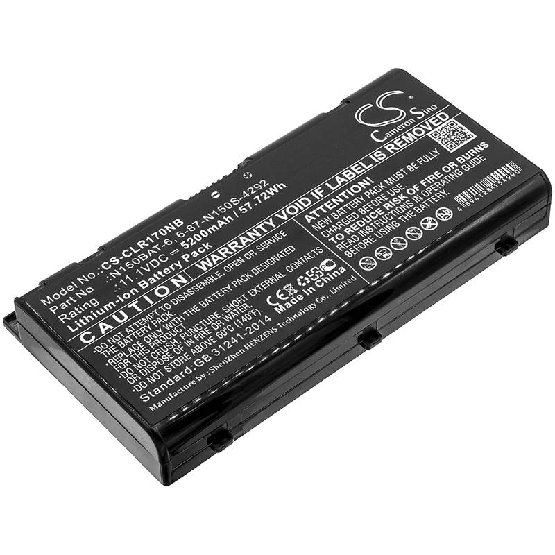 

5200mAh 6-87-N150S-4292 N150BAT-6 Battery for Clevo N155SD N155RD1