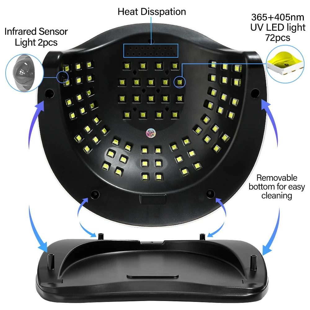 Nail Lamp 320W LED UV Light Dryer for Nails Gel Polish 72 LEDs 4 Timer Setting LCD Display Screen Auto Sensor Professional