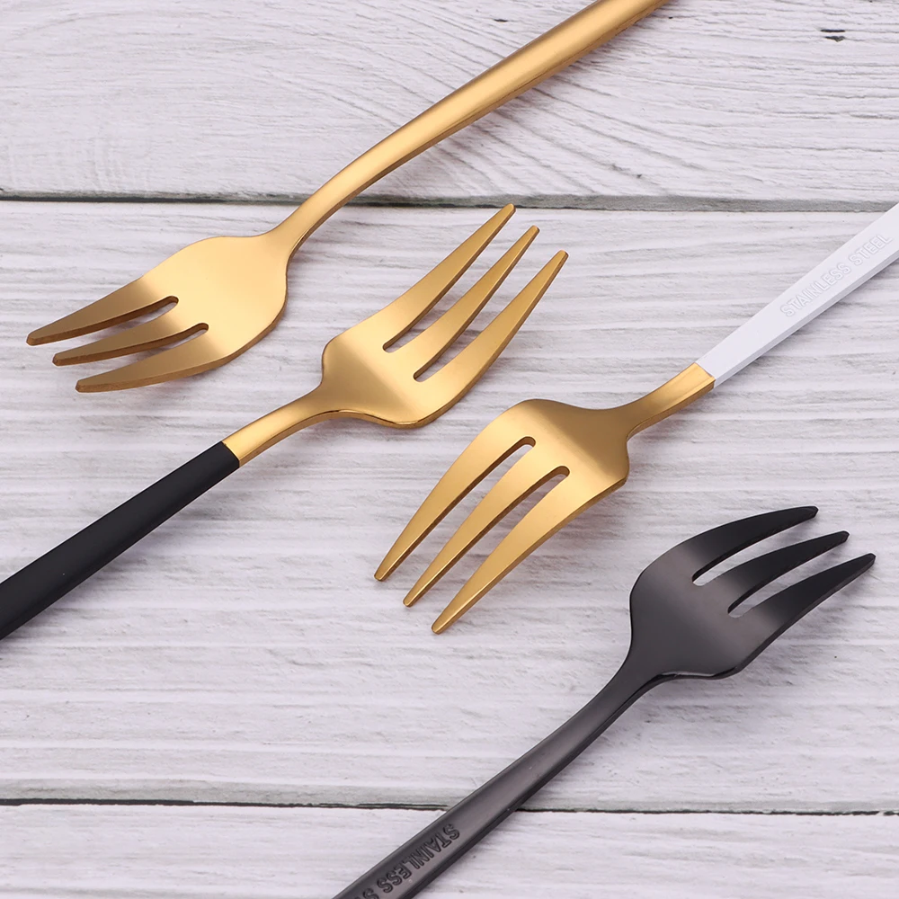 Gold Plated Fork Set 3/6 Pieces Stainless Steel for Coffee Tea Ice Cream Cake Dessert Party
