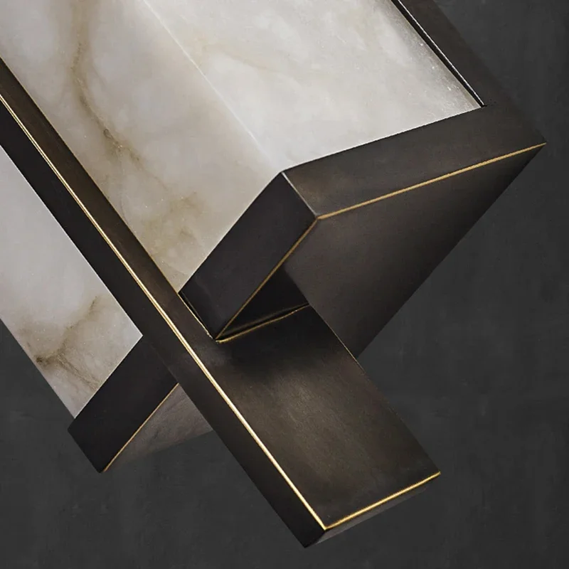 Rectangular Copper Marble LED Chandelier 5