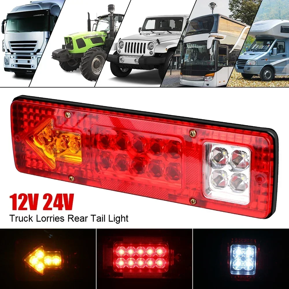 NEW 19LED Car Trailer Truck Rear Tail Light Brake Reverse Lamp Stop Turn Signal For Trailer Truck Caravans Taillights Van Truck