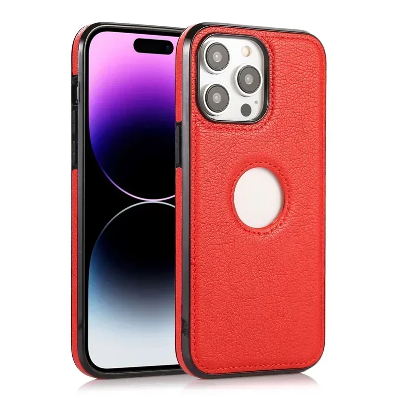 Premium Business Leather Phone Case - Slim & Stylish with Logo Cutout