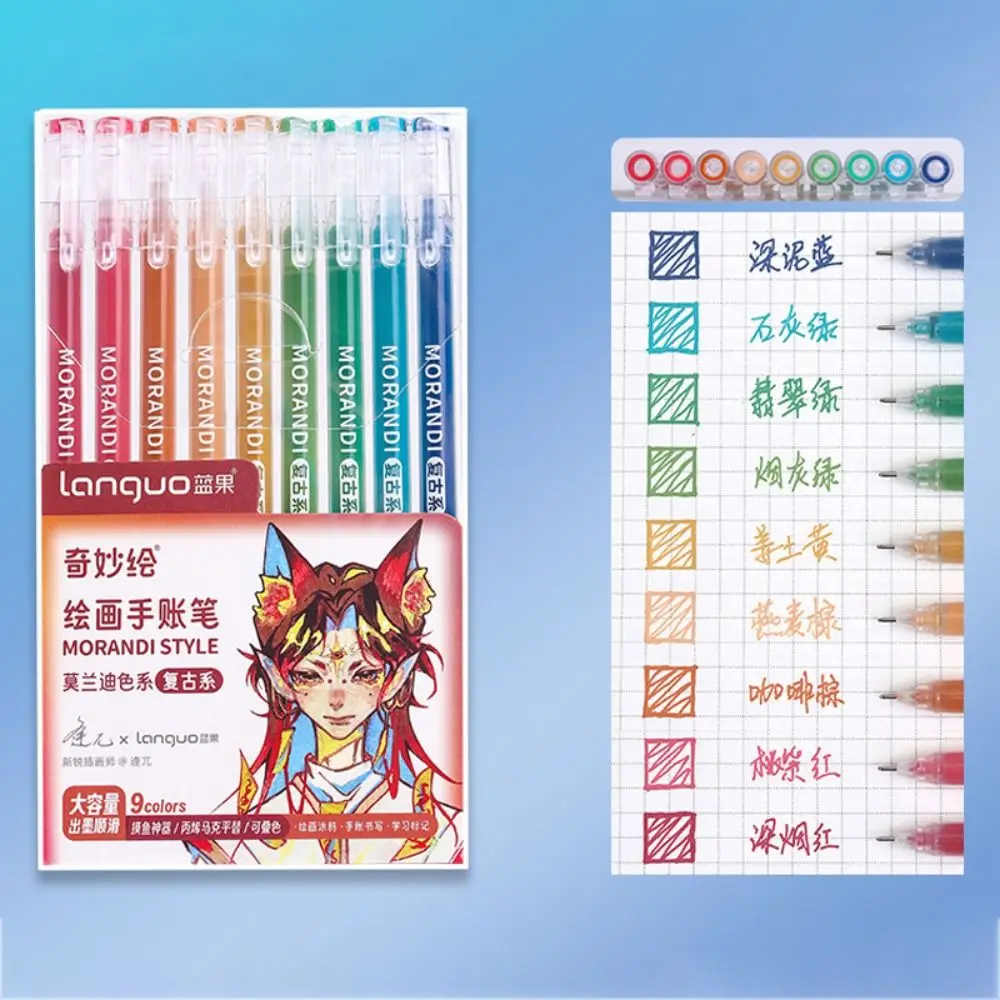 Kawaii Vintage Morandi Grau Stifte Set Multi Farbe Gel Tinte Stifte Marker Liner Kugelschreiber Schule Büro Schreibwaren Geschenk Stift – Detail 9