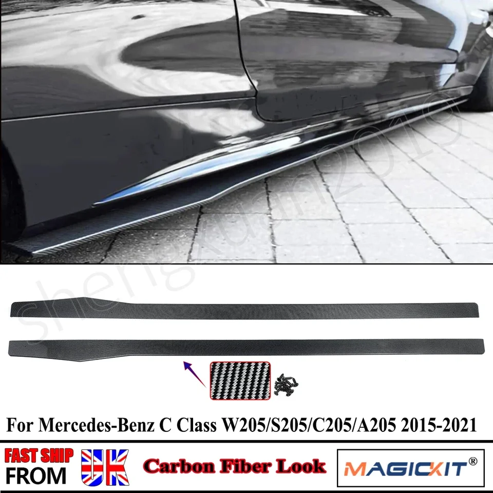Bas De Caisse Pour Mercedes Classe C C205 Coupé 2015-2021 – Style PSM Carbone, Noir, Kit Gauche/droit