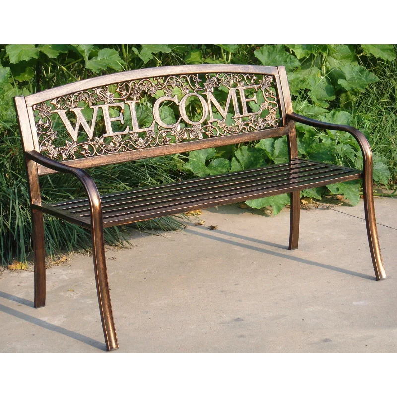 

Leigh Country Outdoor Raised Metal Bench - Black and Gold outdoor bench garden bench outdoor