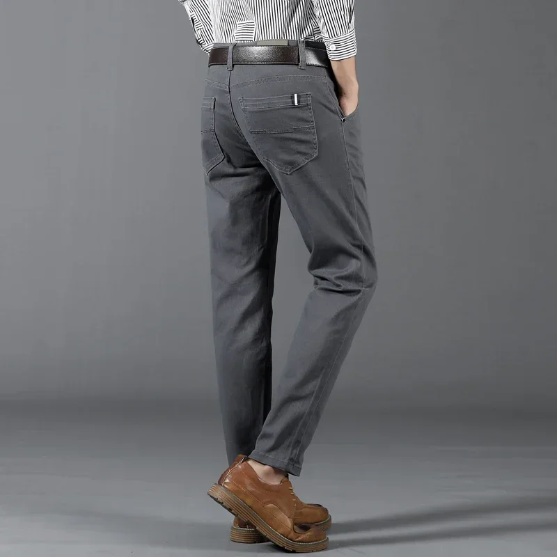 6 Colors New Men's Stretch Cotton Slim Casual Pants Classic Business Fashion Elastic Comfortable Trousers Male Clothes 3