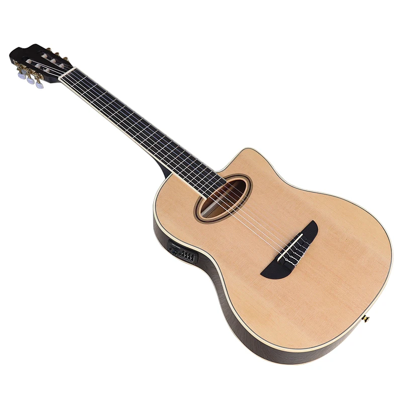Classical Guitar 6 String Classical Guitar 39 Inch Electric High Gloss Natural Color With Pickup