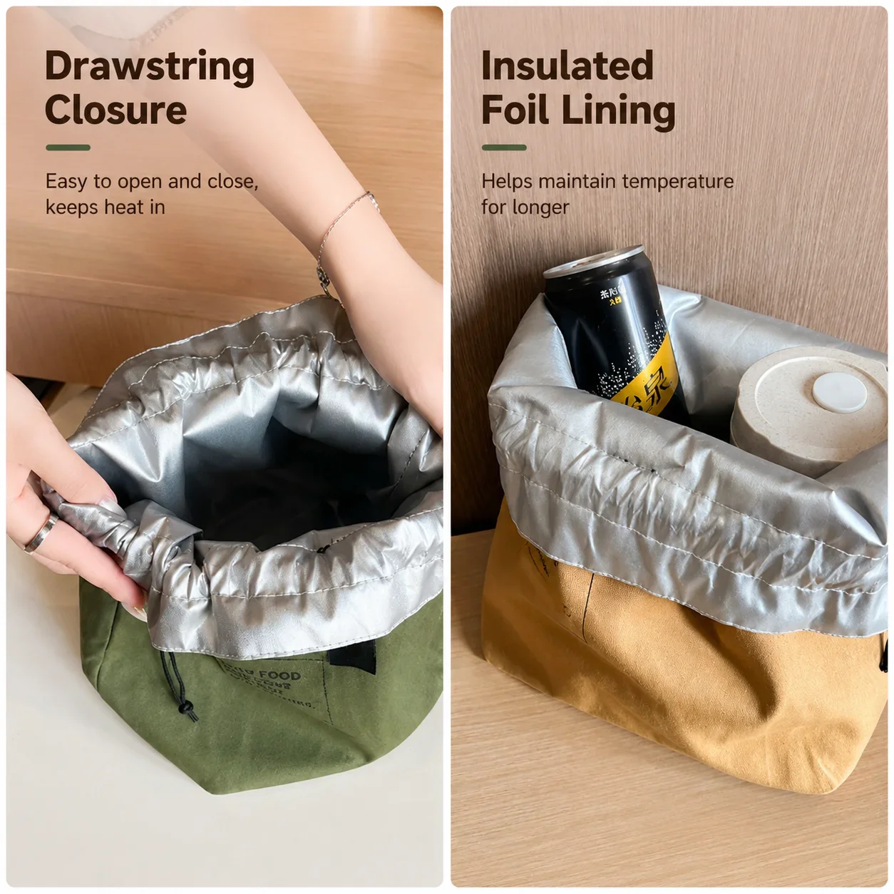 Insulated Thermal Lunch Tote Bag - Reusable Food Storage Carrier for Work, Travel, and Picnics