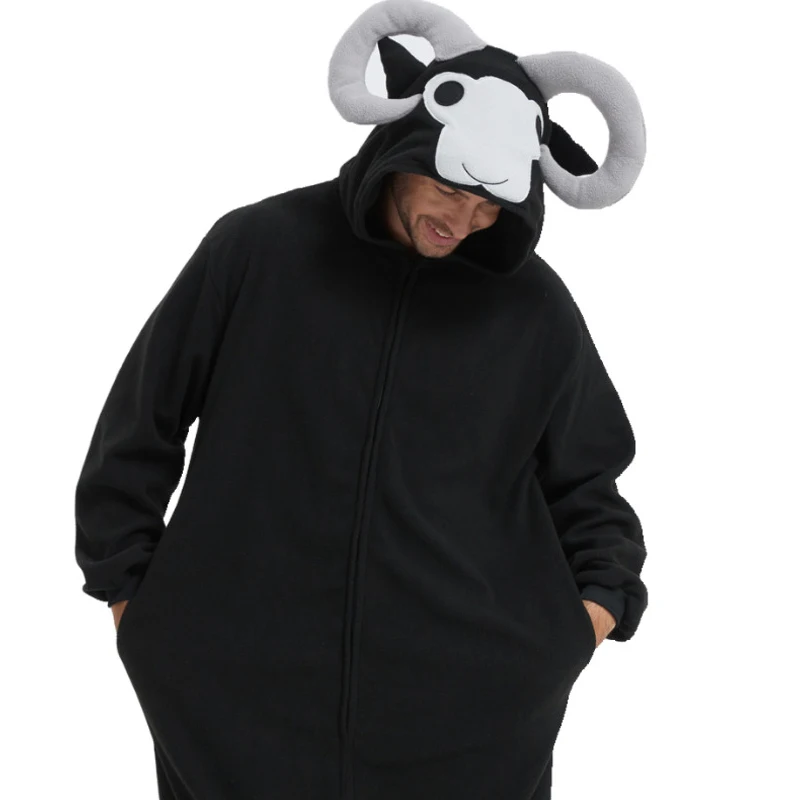 Wild Sheep unisex animal cosplay game costume kigurumi men one piece pajamas halloween christmas party hooded cartoon pajamas
