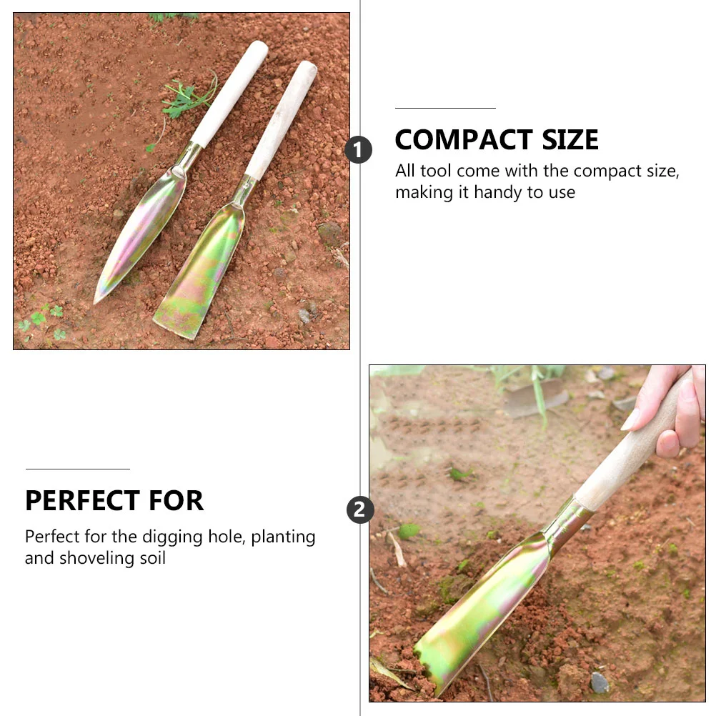 2 Pcs Small Flower with Wooden Handle Garden Tool Plant Electric Household Planting Child Gardening