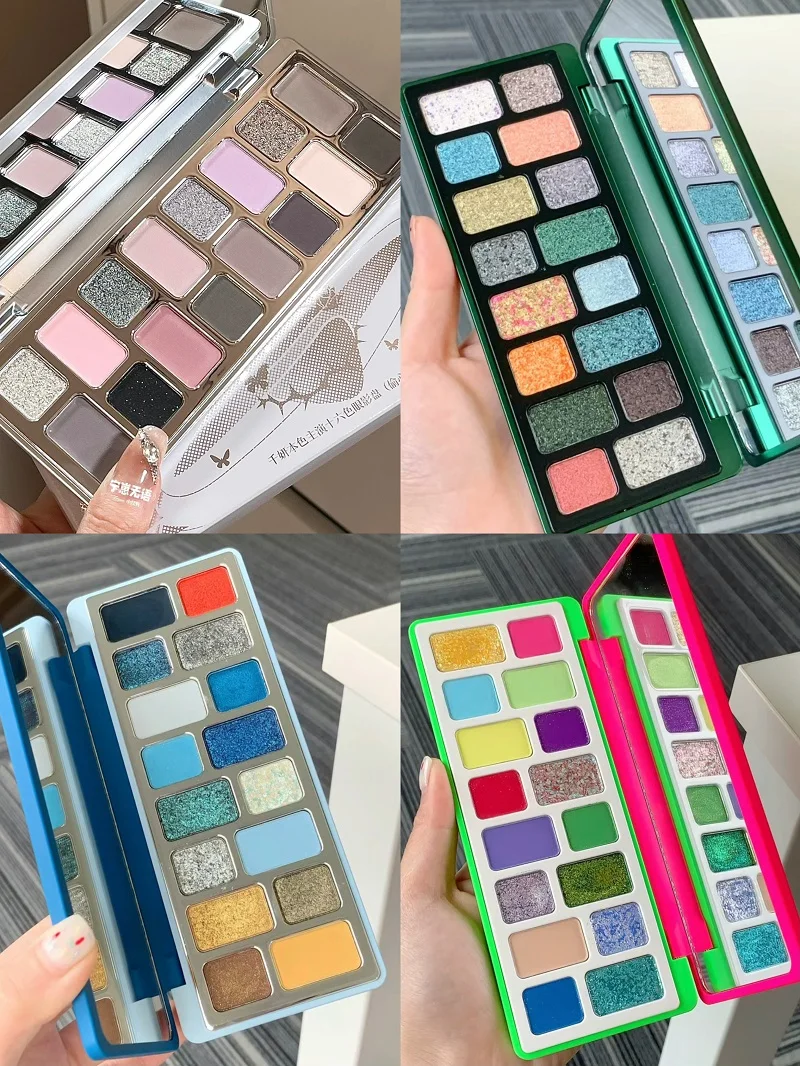 Qianyan 16 Color 24 Color Eye Shadow Palette Black Red Pink Blue Cowherd Sequins Smoky Matte Eyeshadow Makeup Palette