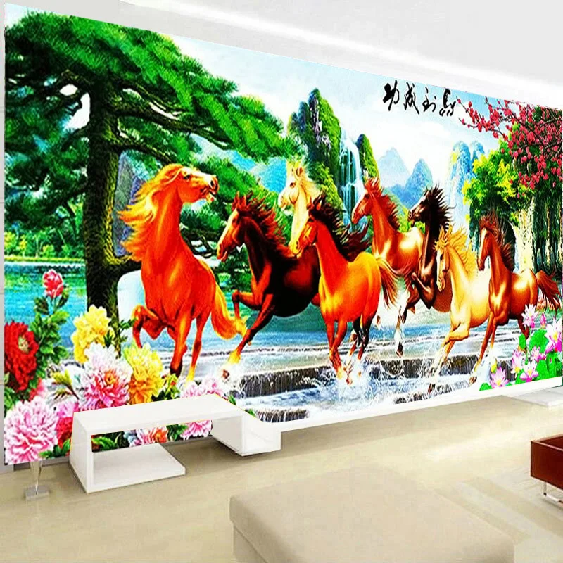 

Картина из алмазов Eight Juntu Yingkesong, большая вышивка из алмазов в гостиную, ручная работа