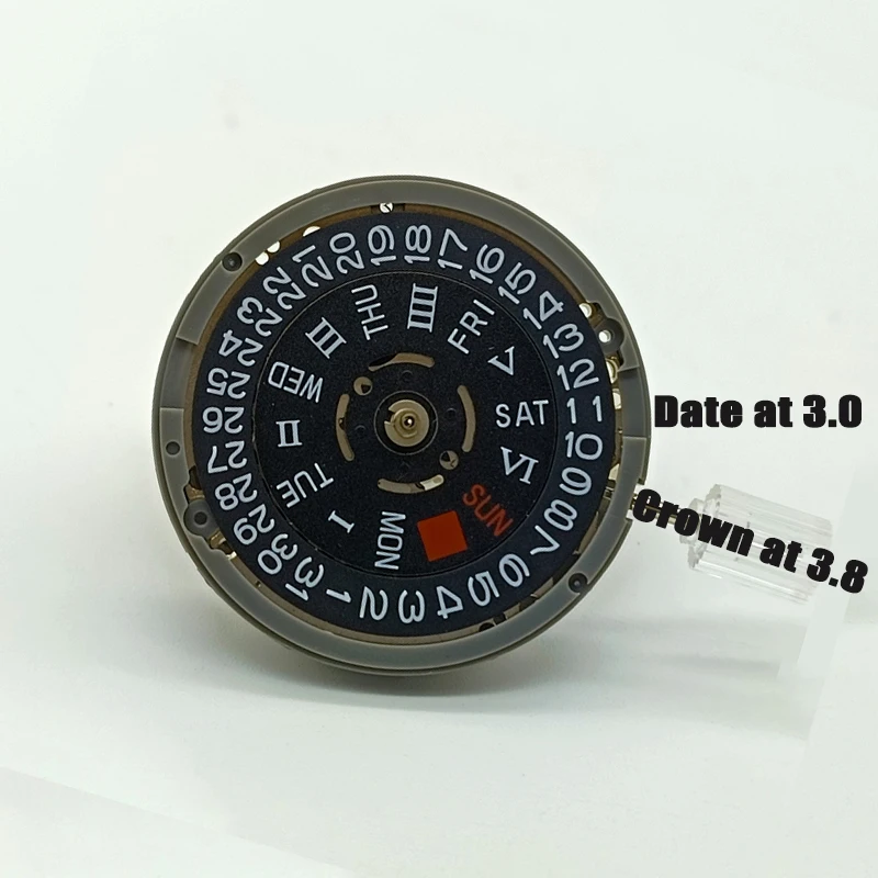 Black Seiko NH36 NH36A Movement Roman Wheel Crown at 3.0/3.8 Automatic Mechanical Movt SEIKO SKX007 SRPD Watch Repair Parts