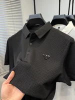 Polo d'été décontracté pour hommes, à la mode, de luxe, Design en Relief, manches courtes, haute qualité, élastique, respirant, séchage rapide, t-shirt 1