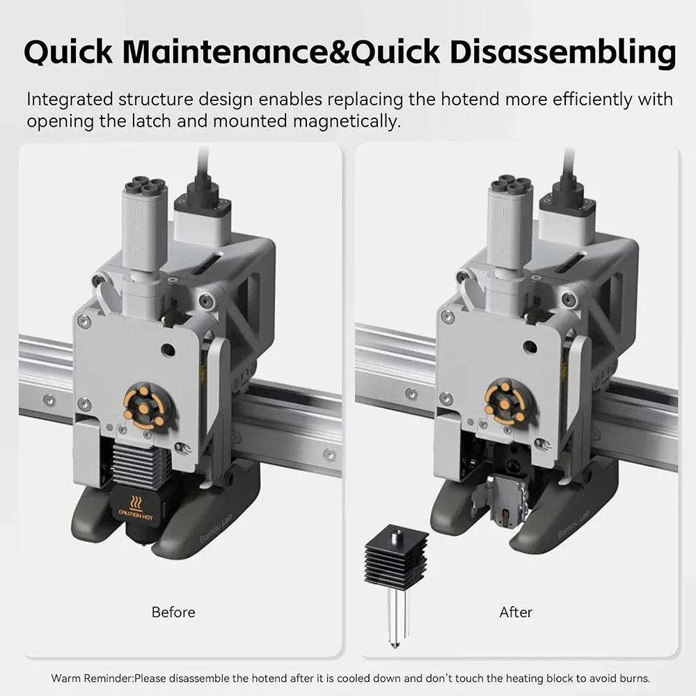 Voor Bambu H2S/H2D Hotend 0,4 mm gehard stalen spuitmond, vervangende kit voor Bambu Lab H2D/H2S/A1/A1 Mini, high-speed precisie en tijdbesparende extruder hotend printkop (2 stuks