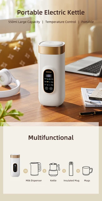 Hervidor eléctrico portátil de 550ml, taza calefactora de viaje