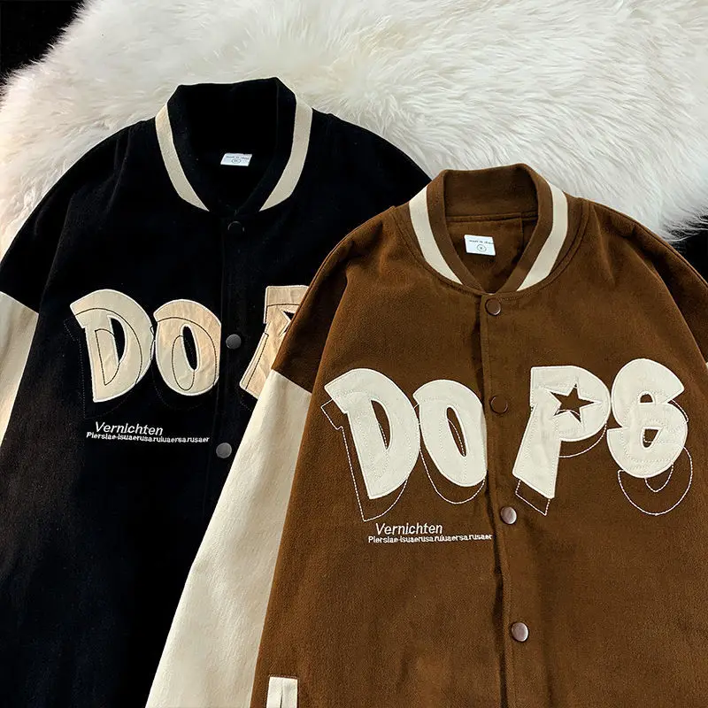 

Baseball Player Embroidery Patchwork Baseball Uniform Jackets Women Bomber Jacket Couple Varsity Hip Hop Streetwear Student Coat
