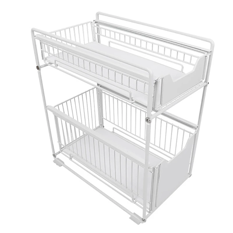 

New Under The Kitchen Sink Storage Rack Drawer Type Can Be Pushed And Pulled Under The Cabinet Telescopic Shelf