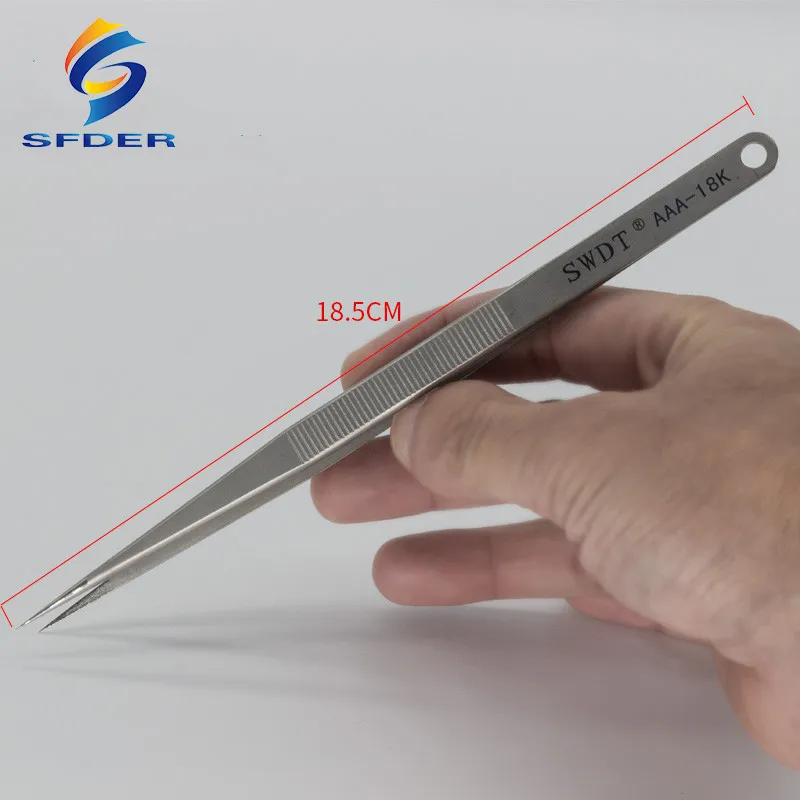 AAA-18K Anti-Static Stainless Steel Tweezers Precision Electronic Pointed Straight Tweezer For Phone Repair Tools precision tweezers tweezer tool esd anti static tweezers phone repair tweezers 18CM