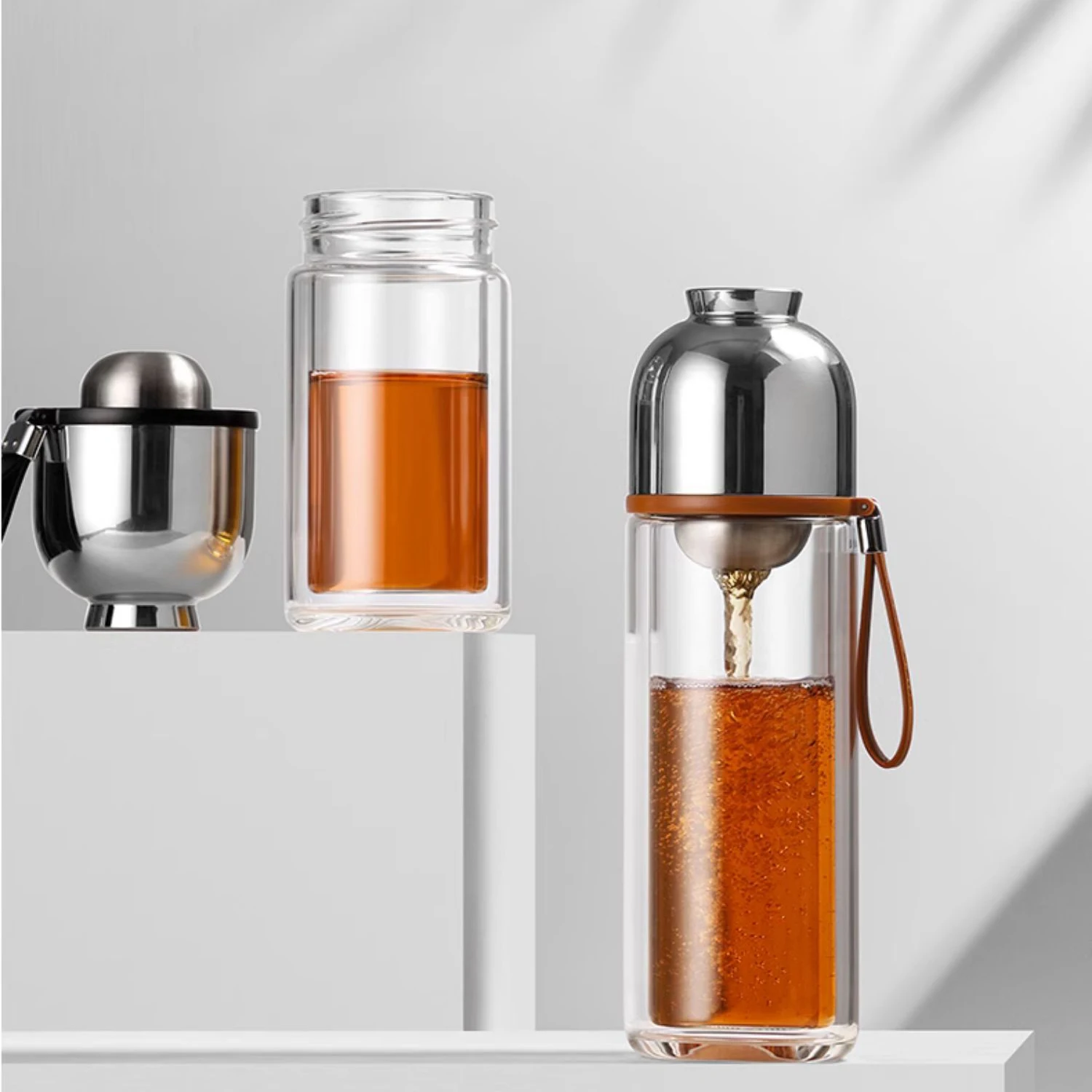 SAMADOYO-Tea Separator Heat-Resistant Glass Brewing Tea Filtration Portable Cup Outdoor Travel Vehicle Water Cup