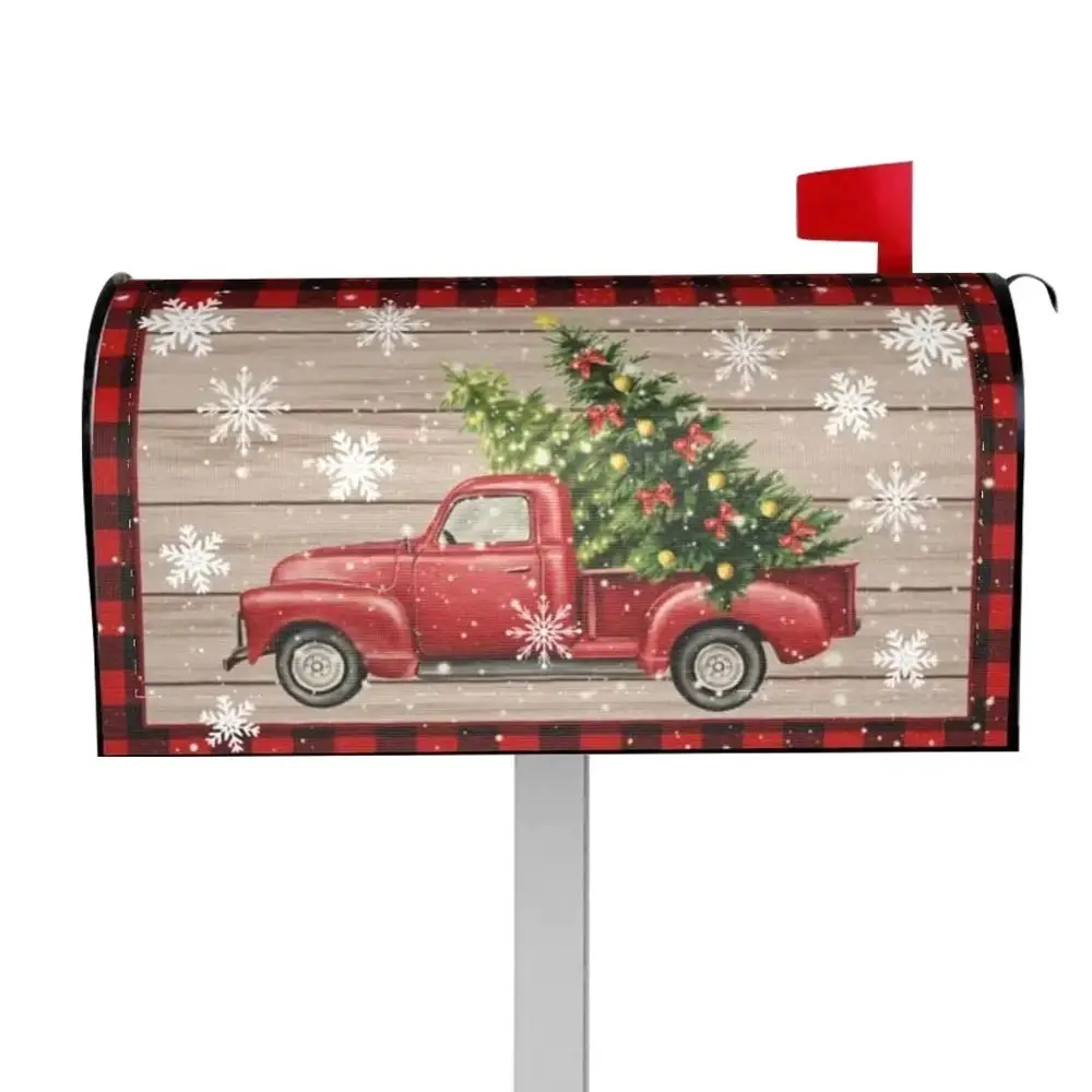 Christmas Snowman Christmas Mailbox Covers Magnetic Waterproof Letter Post Box Wraps Decor Snowy Snowflakes Winter Gnomes