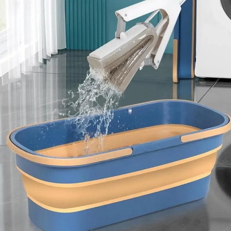 Portable Folding Mop Bucket Household Rectangular Flat Mop Bucket Durable Large Capacity Dry Wet Folding home Supplies